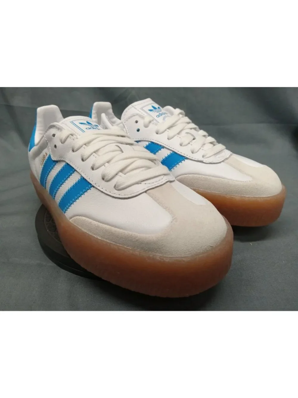 Adidas Samba OG J Sneaker JQ1236 Cloud White Bright Blue Boys Size 4 NEW NO BOX!
